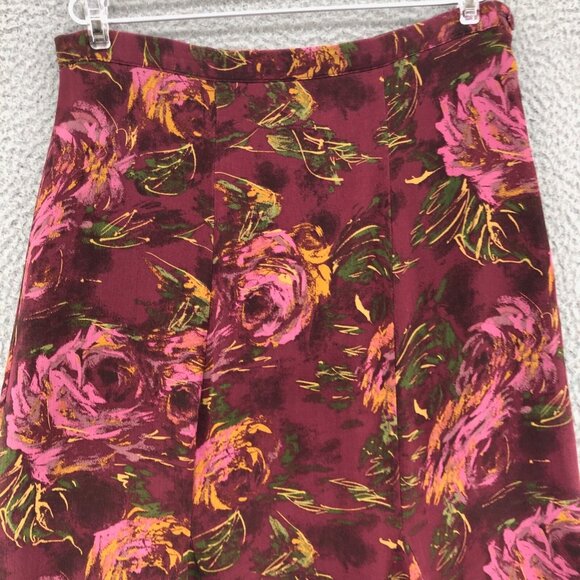 Coldwater Creek Skirt Womens Small Red Floral Godet Trumpet Midi Flowy Casual - Picture 2 of 9